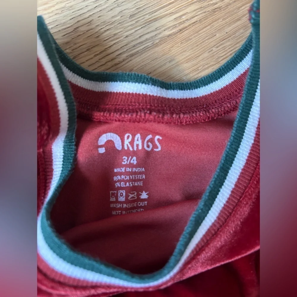 Rags girls red and green velvet dress girls 3/4 - Picture 3 of 4
